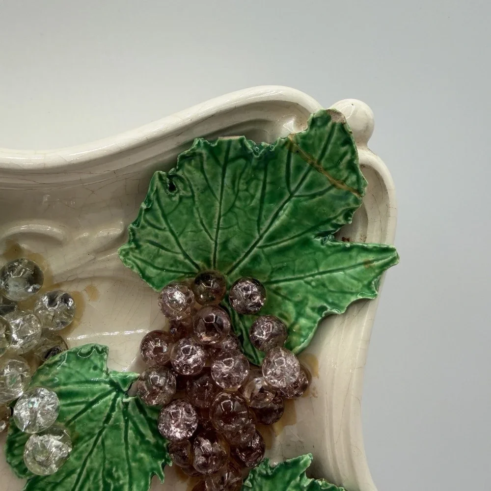 Vintage Ceramic Grapes Light Clock 50s 60s MCM Hand Painted 10.5
